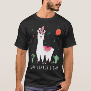 Happy Easter Llama Bunny Ears Flower Cute Easter F T-Shirt