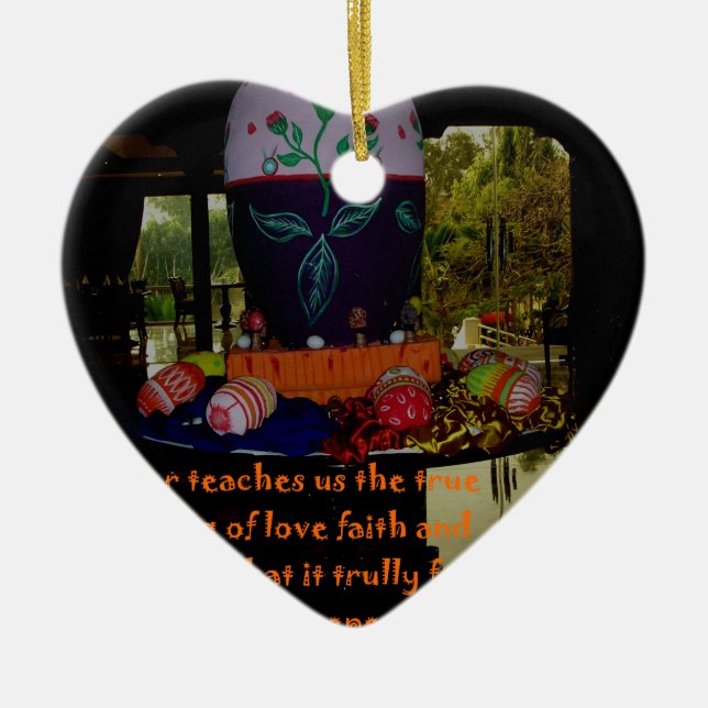 Happy Easter Love Faith and Hope Wishes Ceramic Ornament (Front)
