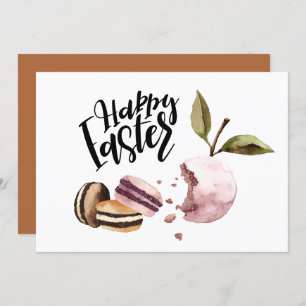 Happy Easter Macaroons and Fruit Minimal Spring Holiday Card