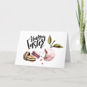 Happy Easter Macaroons and Fruit Minimal Spring Holiday Card