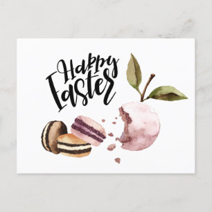 Happy Easter   Macaroons and Fruit Minimal Spring Holiday Postcard