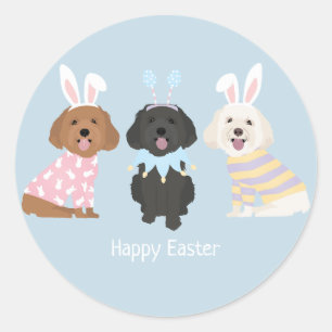 Happy Easter Maltipoo Dogs Classic Round Sticker