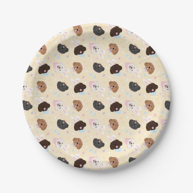 Happy Easter Maltipoo Dogs Paper Plate (Front)