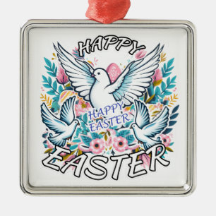 Happy Easter Metal Ornament