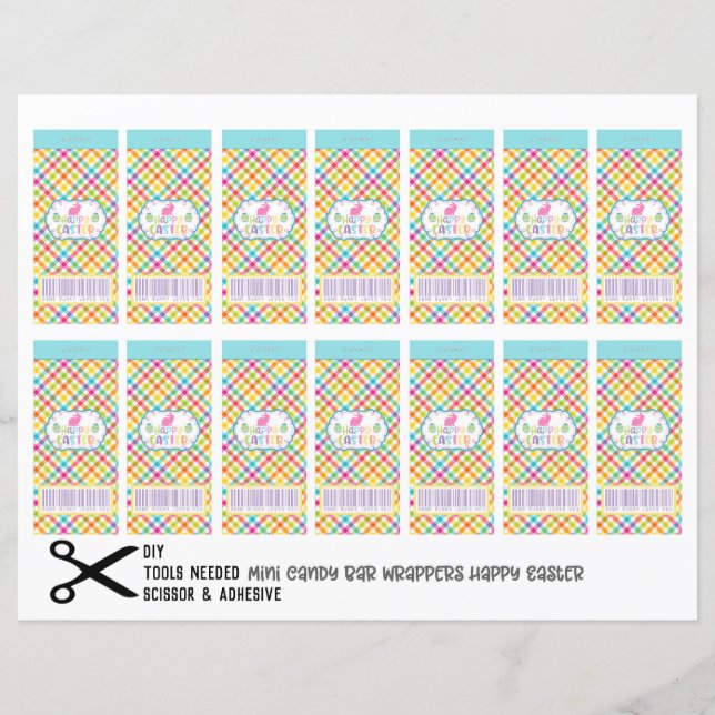 Happy Easter Mini Candy Chocolate Bar Wrappers DIY (Front)