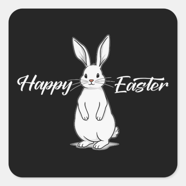 Happy Easter – Minimal Bunny - Autocolante Square Sticker (Front)