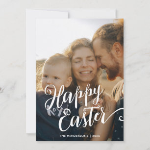 Happy Easter Modern Script Photo Holiday Card