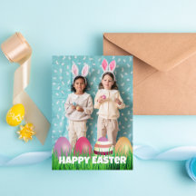 Happy Easter Modern Script Photo Holiday Card