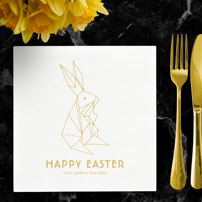 Happy Easter Modern White and Gold Napkin (Creator Uploaded)