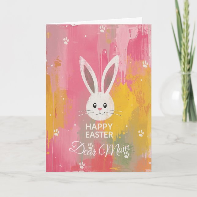 Happy Easter Mom , Personalized Easter Cute Bunny Holiday Card (Front)