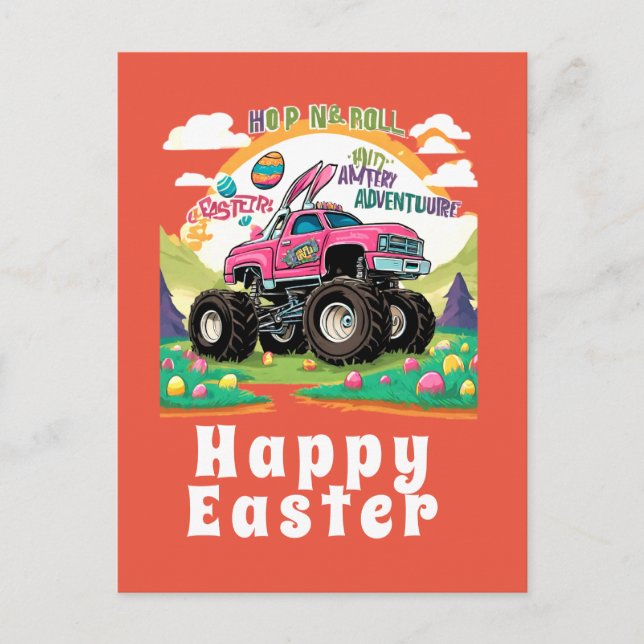 Happy Easter Monster Truck Adventure  Postcard (Front)