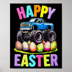 Happy Easter Monster Truck Colourful Egg Hunt Poster