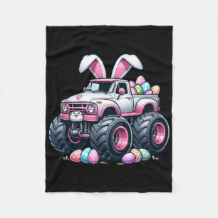 Happy Easter Monster Truck Easter Bunny Monster Tr Fleece Blanket