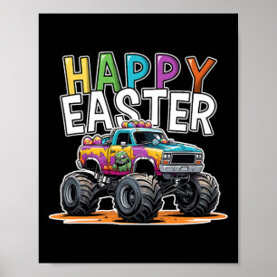 Happy Easter Monster Truck Easter Egg Hunting Boys Poster