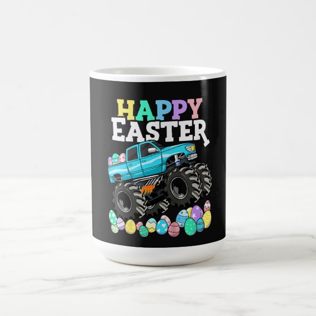 Happy Easter Monster Truck Easter Eggs Coffee Mug (Center)