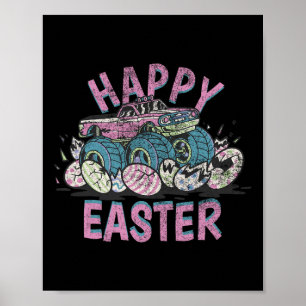 Happy Easter Monster Truck Easter Eggs For Toddler Poster