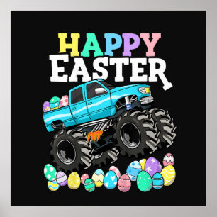 Happy Easter Monster Truck Easter Eggs Poster