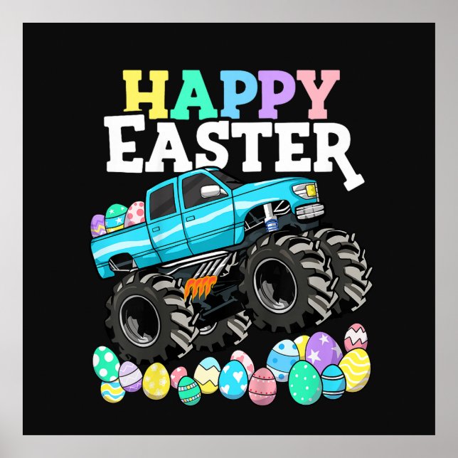 Happy Easter Monster Truck Easter Eggs Poster (Front)
