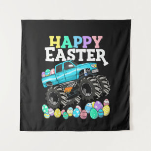 Happy Easter Monster Truck Easter Eggs Tapestry