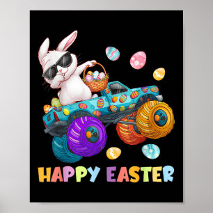 Happy Easter Monster Truck Easter Eggs Toddler Kid Poster