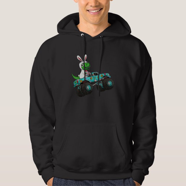 Happy Easter Monster Truck Trex Dinosaur Bunny Cos Hoodie (Front)
