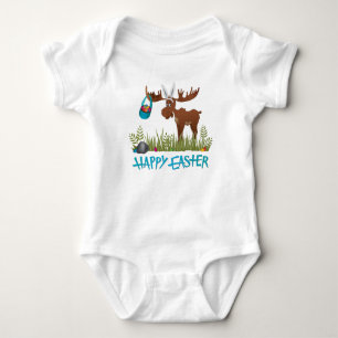 Happy Easter Moose Baby Bodysuit