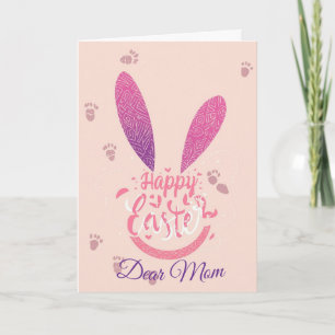 Happy Easter Mum , Personalised Easter funnyBunny Holiday Card