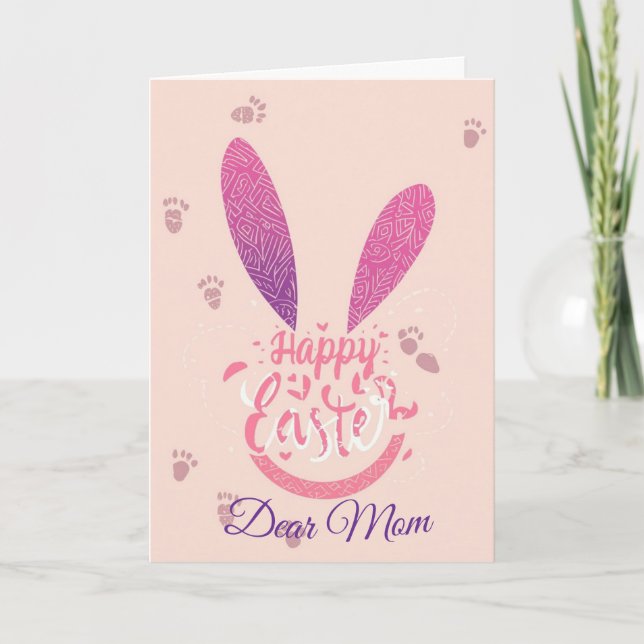 Happy Easter Mum , Personalised Easter funnyBunny Holiday Card (Front)