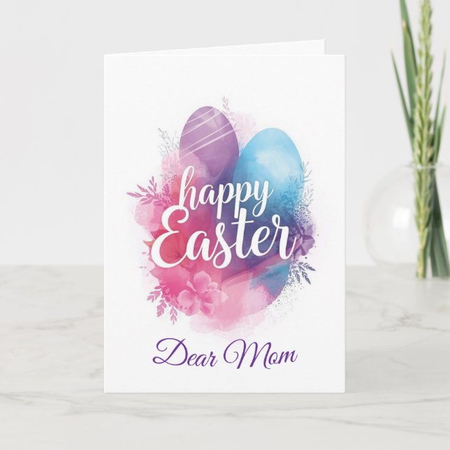 Happy Easter Mum , Personalised Easter funnyBunny Holiday Card (Front)