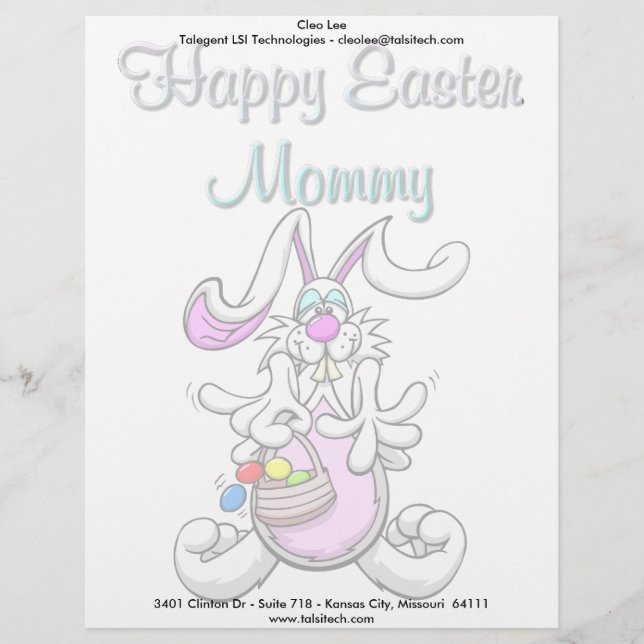 Happy Easter Mummy Letterhead (Front)