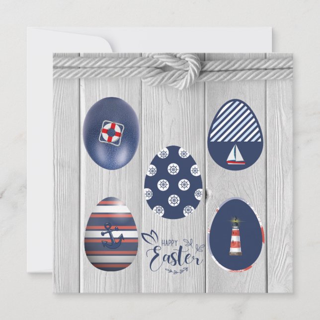 Happy Easter Nautical Themed Coastal Boating Holiday Card (Front)