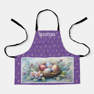 Happy Easter Nest Eggs Name Personalise.  Apron