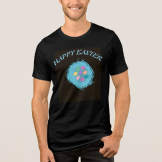 Happy easter  nest with neon eggs Tri-Blend shirt