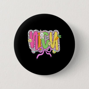 Happy Easter Nicu Nurse Coquette Bow Bunny Eggs Wo 6 Cm Round Badge
