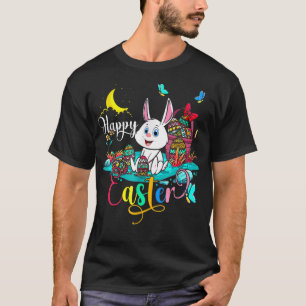 Happy Easter Night Bunny Easter Eggs Basket Happy  T-Shirt