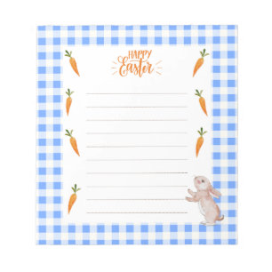 Happy Easter notepad with bunny and carrots.