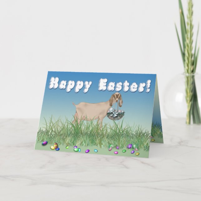 Happy Easter Nubian Goat Holiday Card (Front)