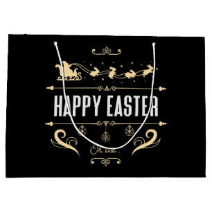Happy Easter. Oh, Wait... - Santa and Bunny Sleigh Large Gift Bag