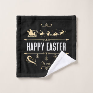 Happy Easter. Oh, Wait... - Santa and Bunny Sleigh Wash Cloth