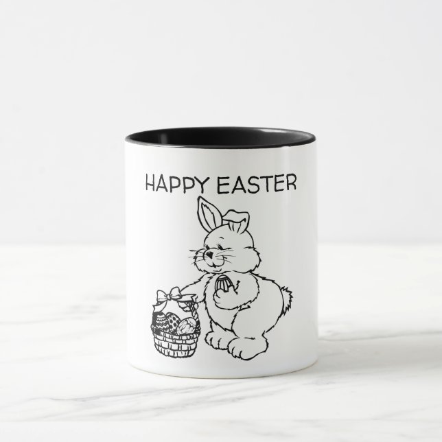Happy Easter or Your Text Cute Easter Bunny Mug (Center)