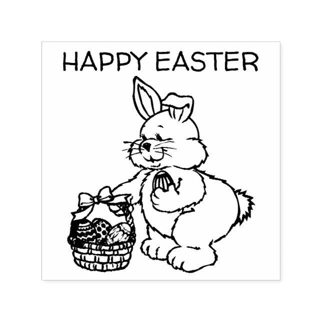 Happy Easter or Your Text Cute Easter Bunny Self-inking Stamp (Design)