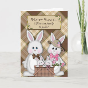 HAPPY EASTER - OUR FAMILY TO YOURS - BUNNIES HOLIDAY CARD