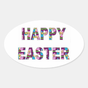 Happy Easter Oval Sticker