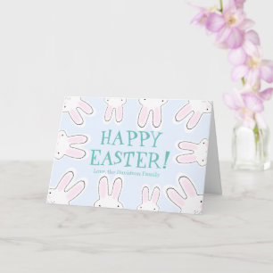Happy Easter pale blue cute bunny custom Card