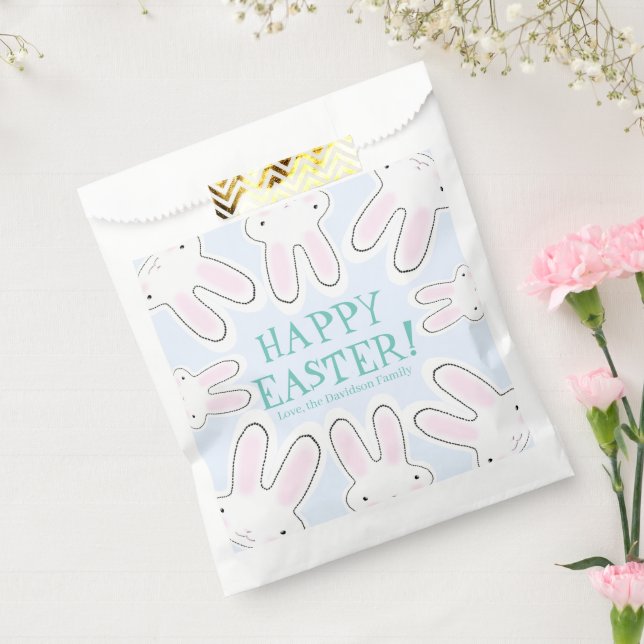 Happy Easter pale blue cute peeking bunnies custom Favour Bag (Sealed)