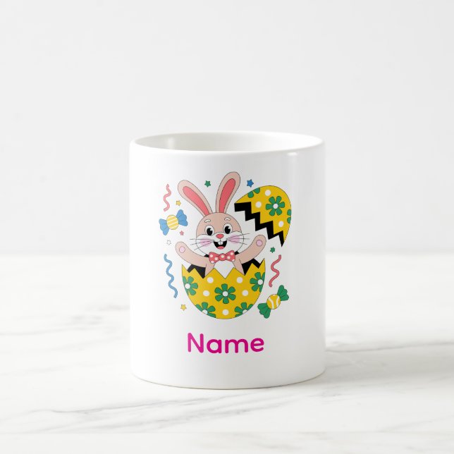Happy Easter Party Bunny Popping Out  Coffee Mug (Center)