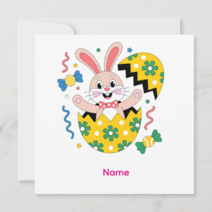 Happy Easter Party Bunny Popping Out  Invitation