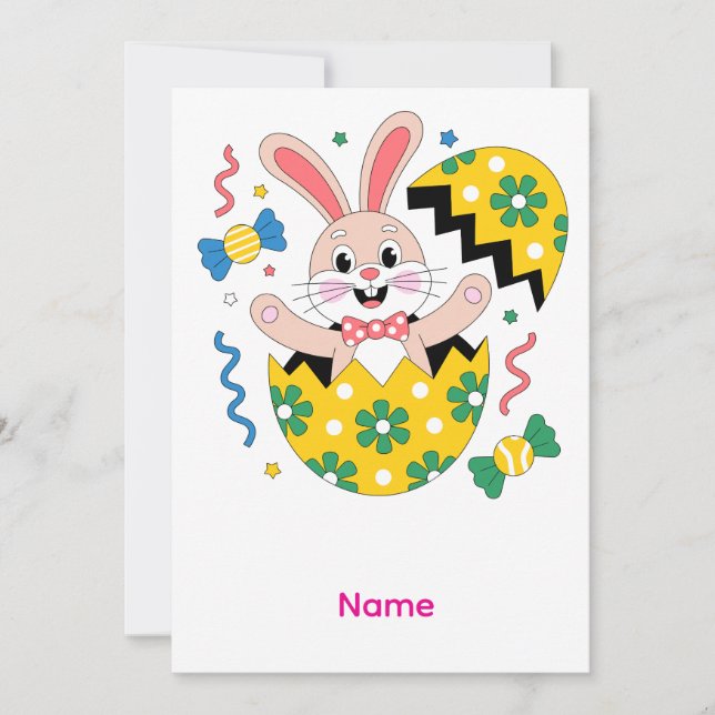 Happy Easter Party Bunny Popping Out  Invitation (Front)