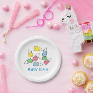 Happy Easter Pastel Candy Corn Candycorn Candies Paper Plate