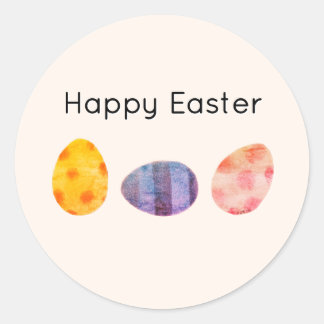 Happy Easter Pastel Eggs Elegant Soft Cream Classic Round Sticker